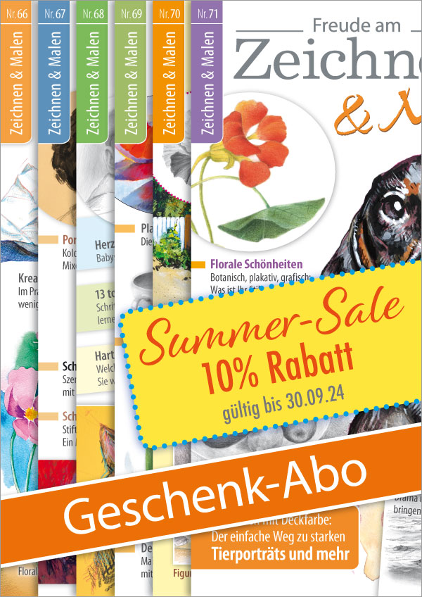 Geschenk-Abo von Freude am Zeichnen & Malen Summer-Sale Aktion 10% Rabatt